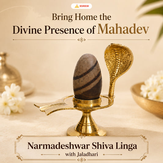 Pure Narmadeshwar Shivling with Brass Naag Jaldhari