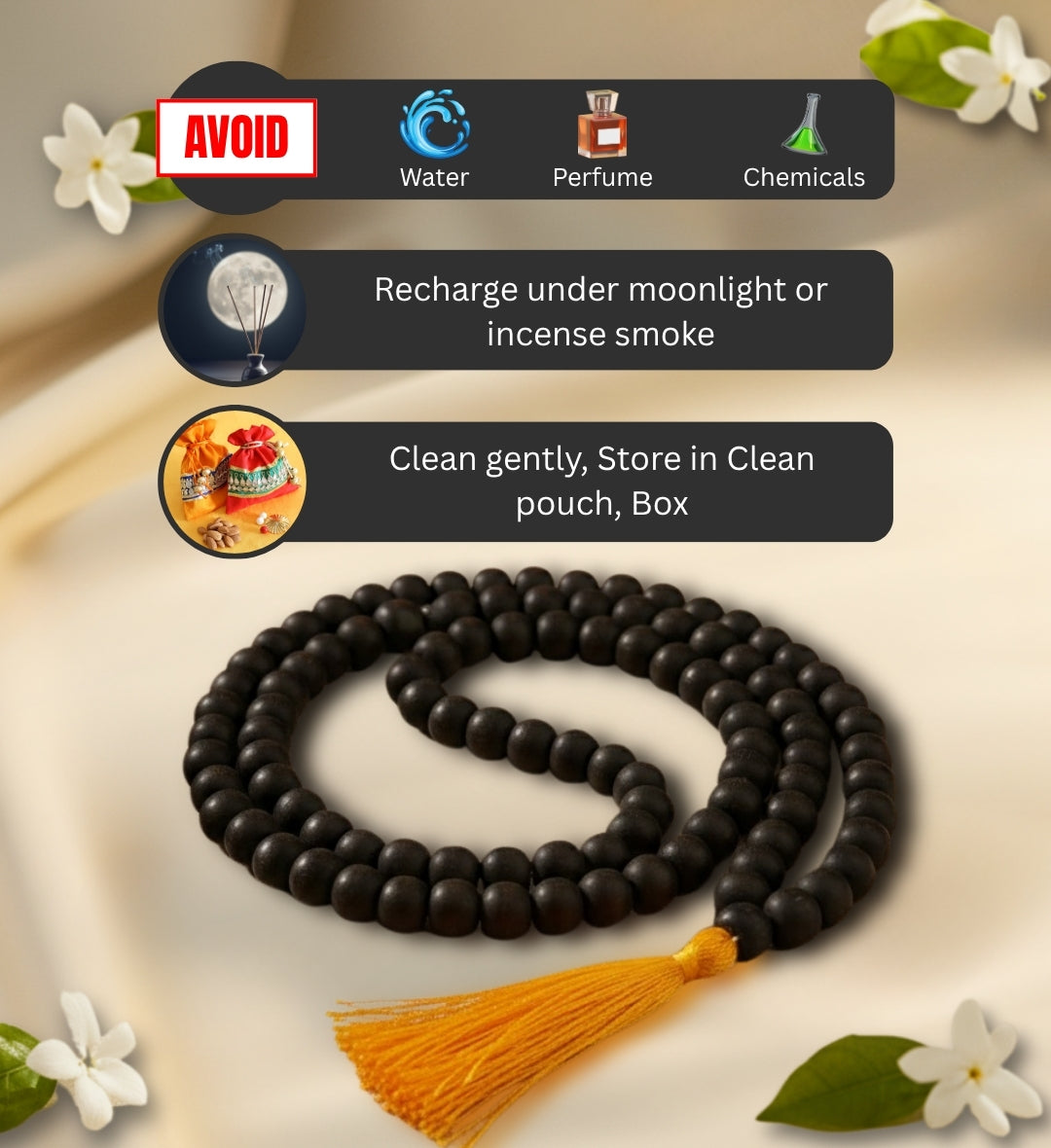 100% Original 108- Beads Karungali Mala Energized by Devaseva