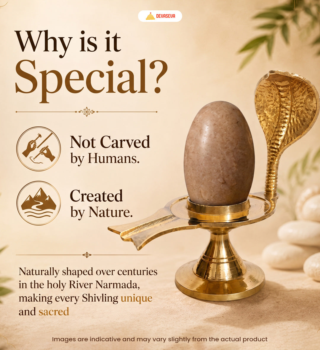 Pure Narmadeshwar Shivling with Brass Naag Jaldhari