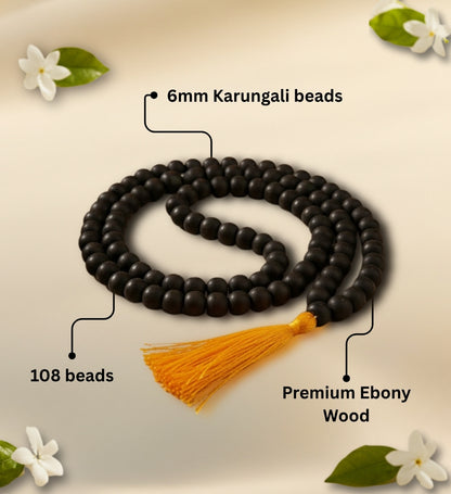 100% Original 108- Beads Karungali Mala Energized by Devaseva