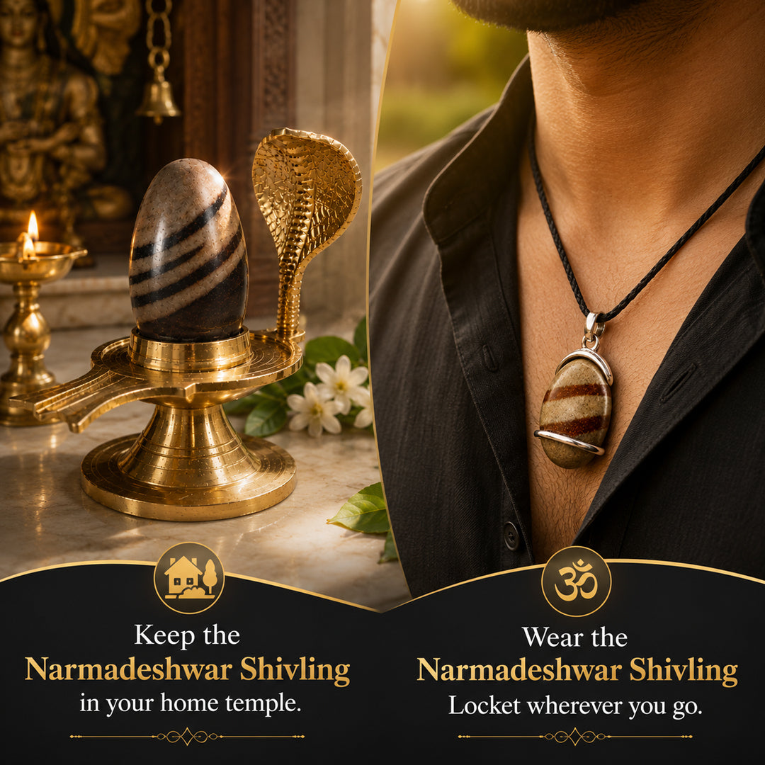 Narmadeshwar Shivling (with jaldhari Naag) + Narmadeshwar Shivling Pendant