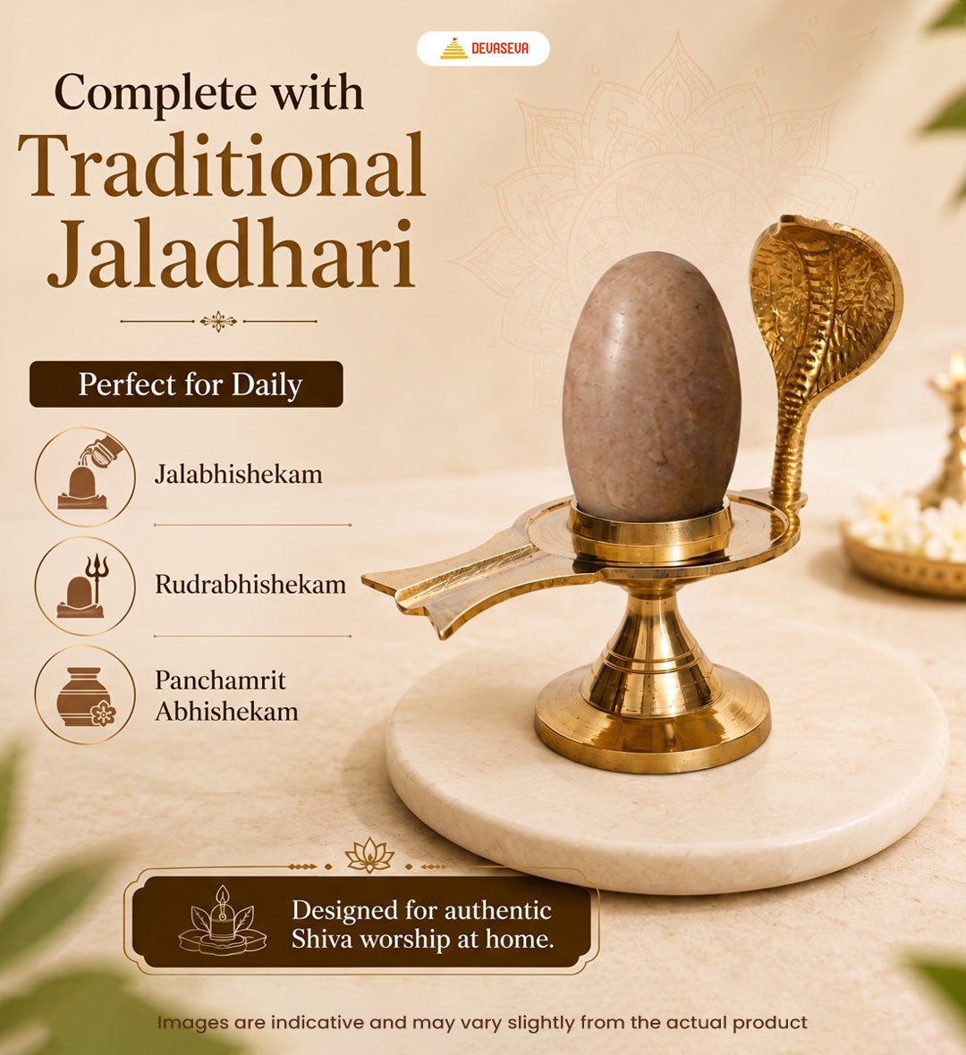 Pure Narmadeshwar Shivling with Brass Naag Jaldhari