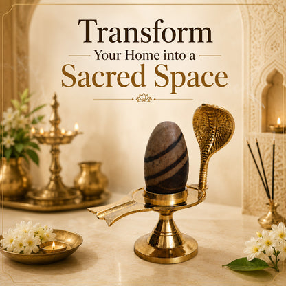 Pure Narmadeshwar Shivling with Brass Naag Jaldhari