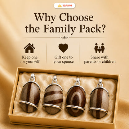 Narmadeshwar Shivling Pendant – Family Pack of 4