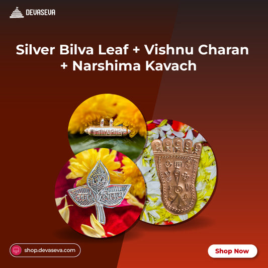 Narshima Kavach + Bilva Leaf + Vishnu Charan Combo