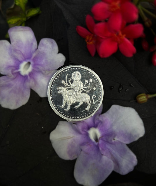 Energized Maa Durga Silver Coin - 10 Grams