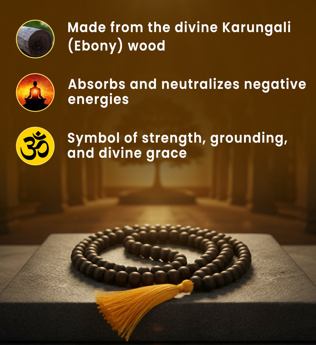 100% Original 108- Beads Karungali Mala Energized by Devaseva